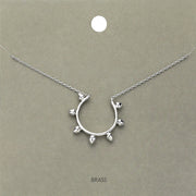 Brass Metal Spike Open Circle Pendant Necklace