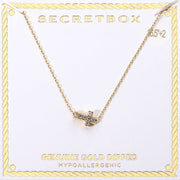 SECRET BOX_Genuine Gold Dipped Hypoallergenic Stone Paved Cross Pendant Necklace