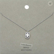 CZ Embellished Brass Metal Hamsa Hand Pendant Necklace