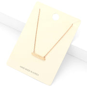 "Hope" textured matte metal message bar pendant necklace