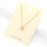 Textured Matte Metal Smile Face Pendant Necklace