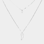 Layered Brass Cubic Zirconia Metal Horn Pendants Necklace