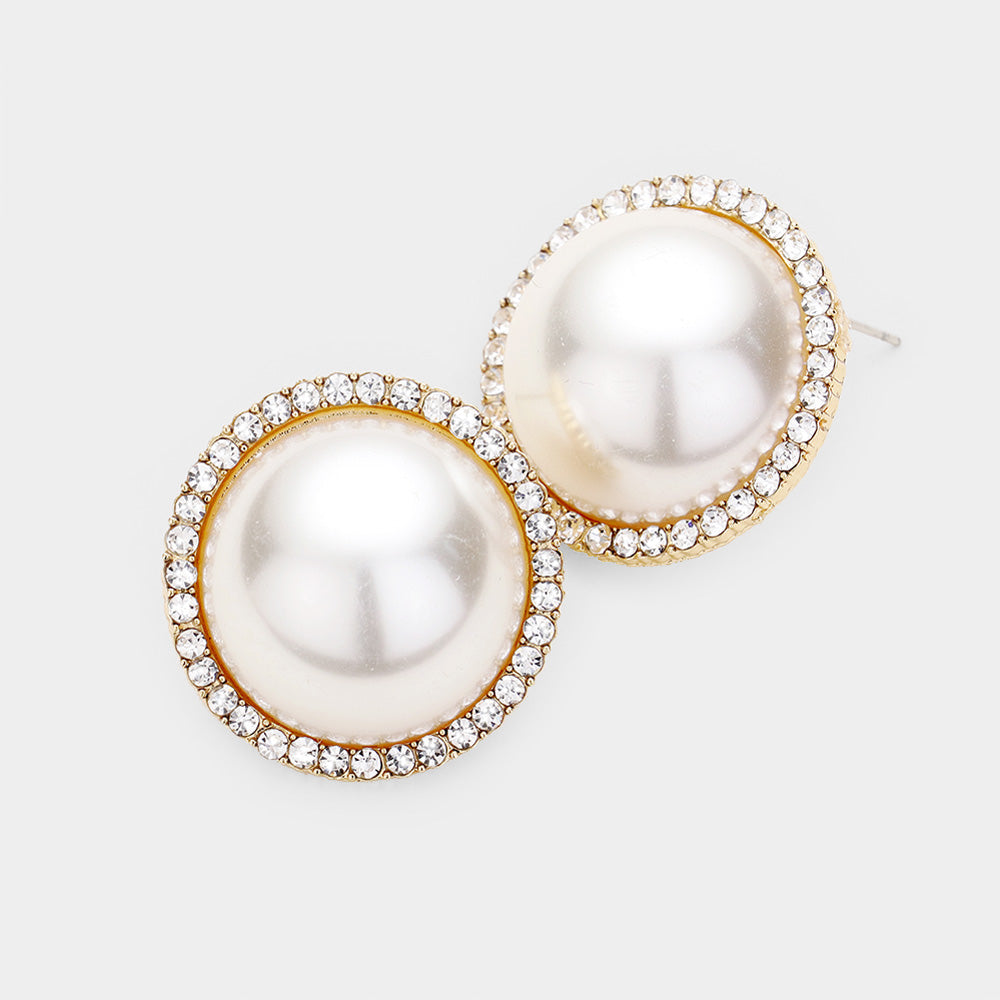 Pearl Rhinestone Pave Earrings
