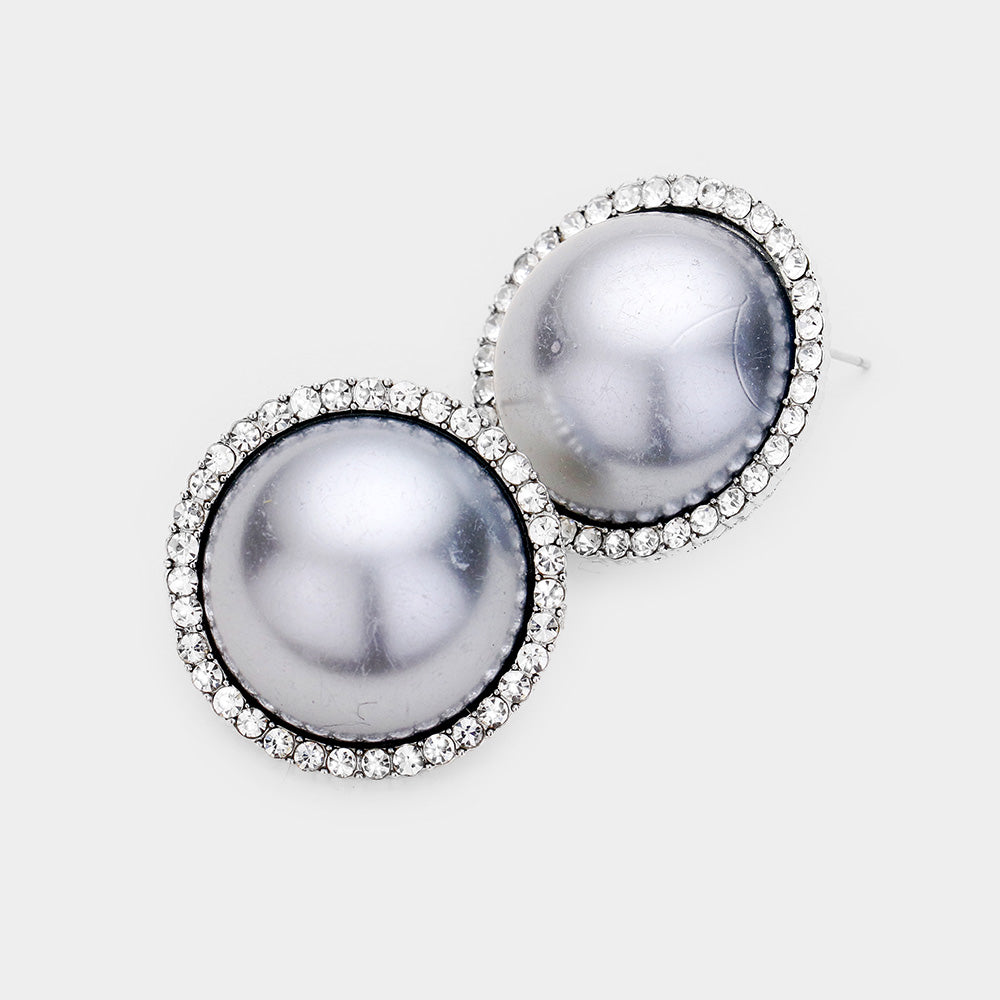 Pearl Rhinestone Pave Earrings