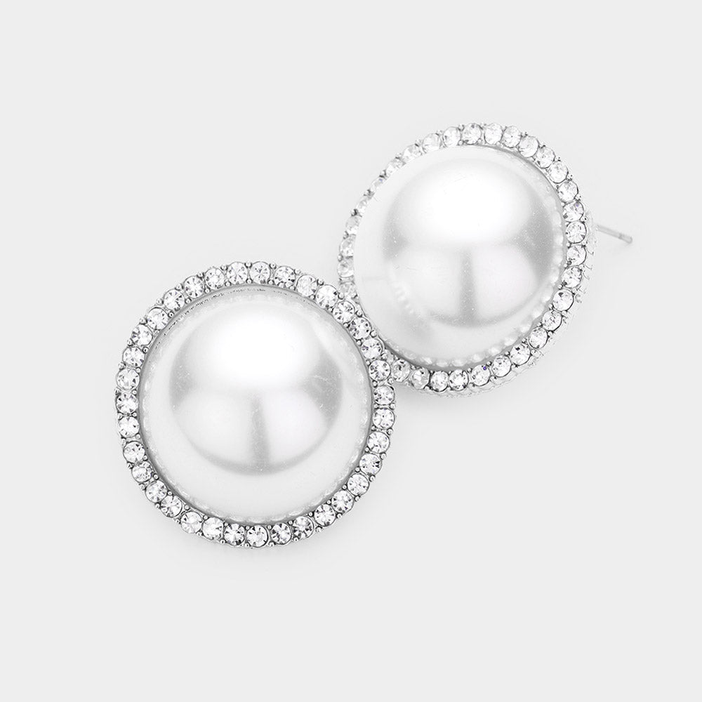 Pearl Rhinestone Pave Earrings