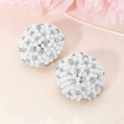 Beaded Pearl Rhinestone Embellished Dome Earrings