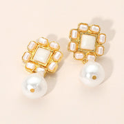 Pearl Cluster Drop Dangle Earrings