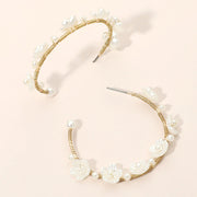 Floral Pearl Around Hoop Earrings