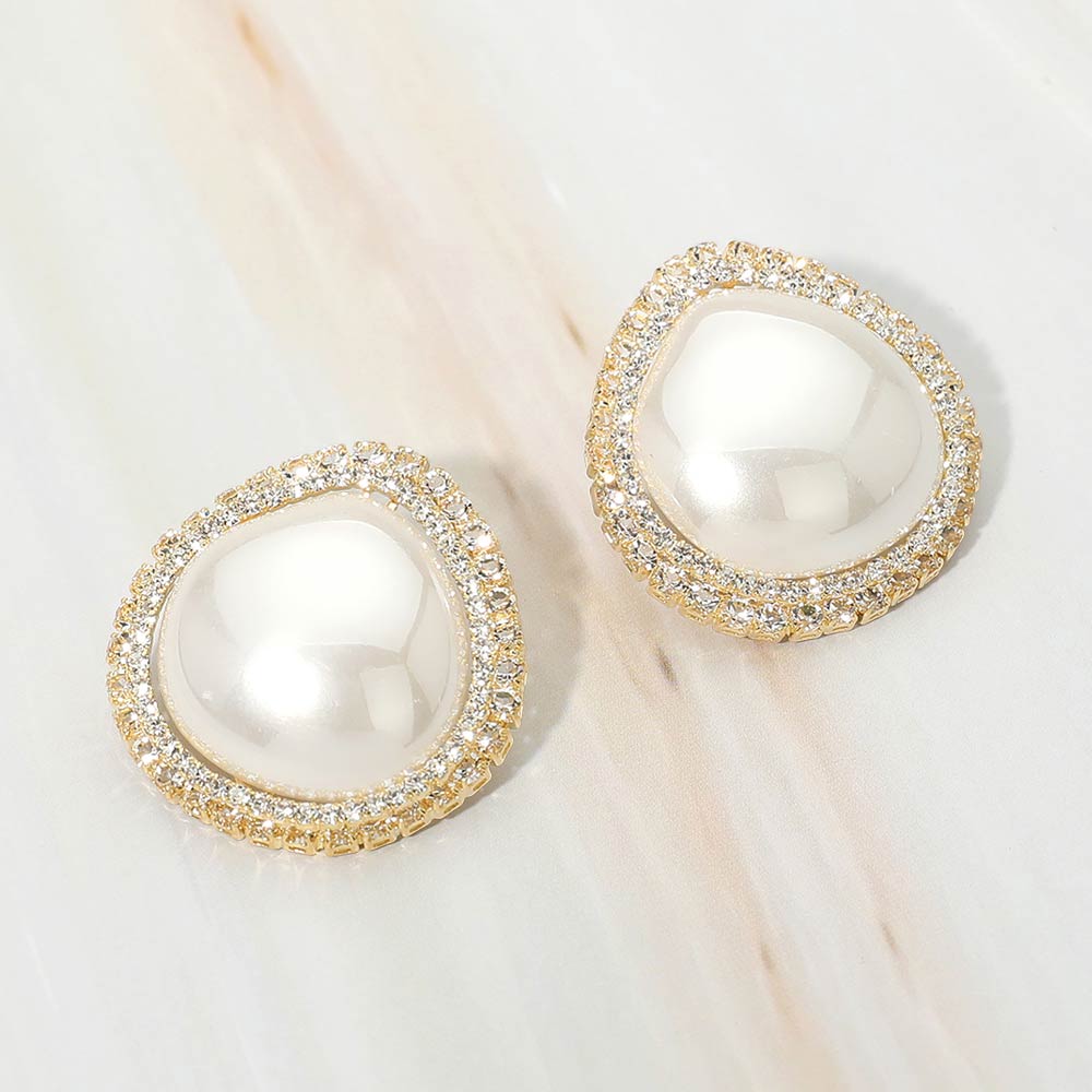 Teardrop Pearl Halo Earrings