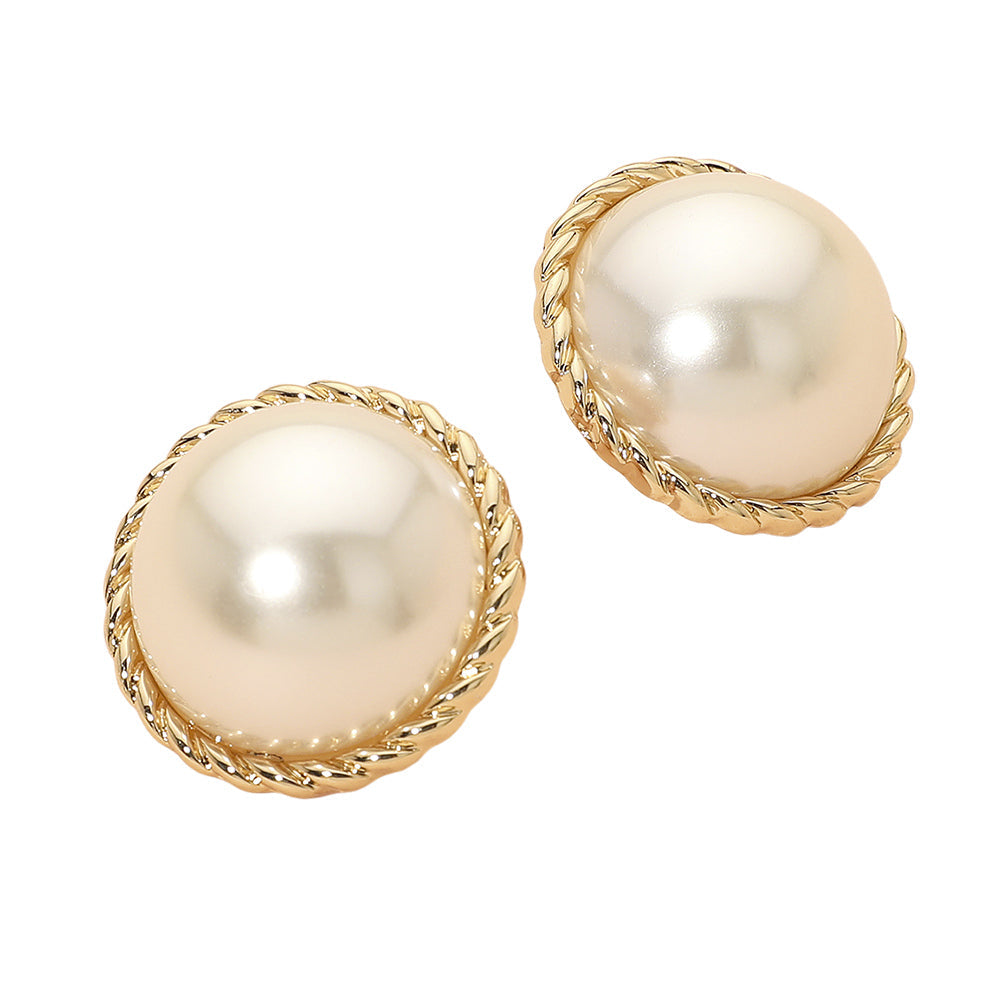 Bold Classic Dome Pearl Earrings