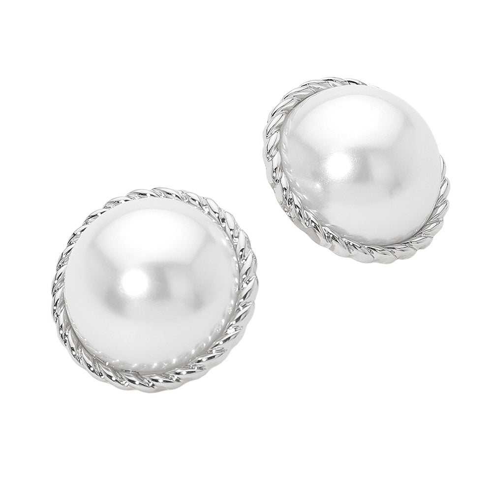 Bold Classic Dome Pearl Earrings