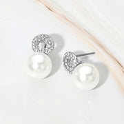Crystal Pearl Drop Stud Earrings