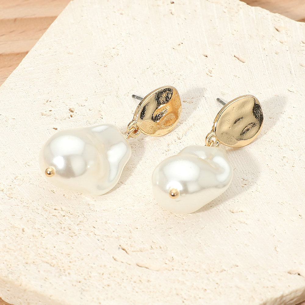 Irregular Pearl Drop Earrings