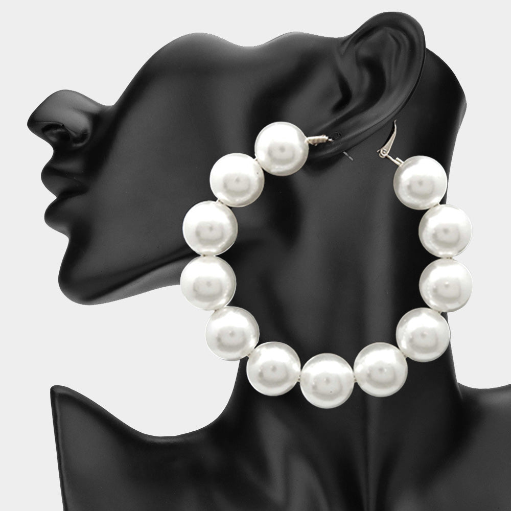 Oversized Pearl Hoop Earrings