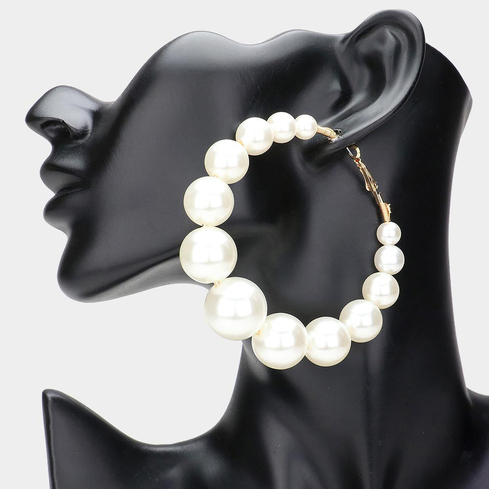 Oversize Pearl Hoop Earrings