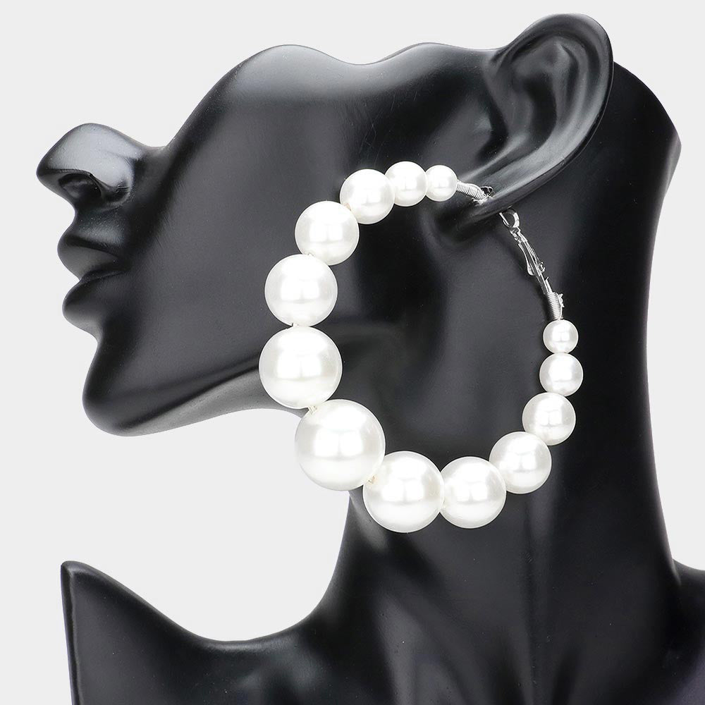 Oversize Pearl Hoop Earrings