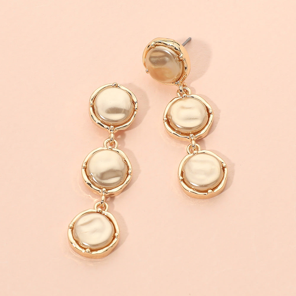 Triple Pearl Cluster Drop Earrings