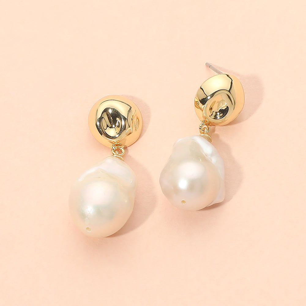 18K Gold Dipped Baroque Freshwater Pearl Drop Dangle Earrings