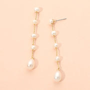 18K Gold Dipped Freshwater Pearl Chain Drop Earrings