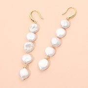 18K Gold Dipped Freshwater Baroque Pearl Link Drop Earrings