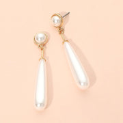 Long Teardrop Pearl Drop Earrings