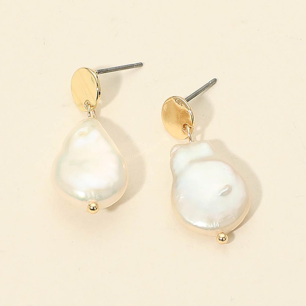Organic Shape Pearl Drop Dangle Earrings