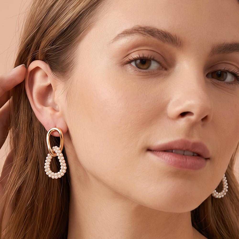 Pearl Link Drop Earrings