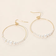 Pearl Beaded Open Circle Dangle Earrings