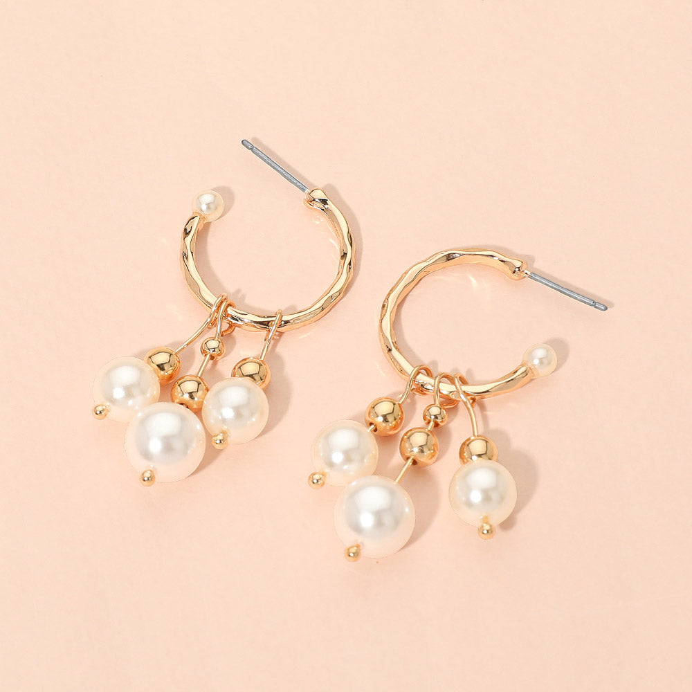 Pearl Drop Hoop Earrings