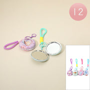 12PCS - Sea Life Printed Round Bag Charm Keychain Cosmetic Mirrors