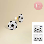 12PCS - Soccer Ball Stud Clip On Earrings