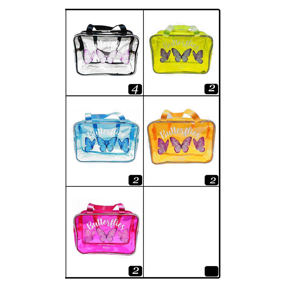 12PCS - Triple Butterfly Print Neon Transparent Shoulder Bag