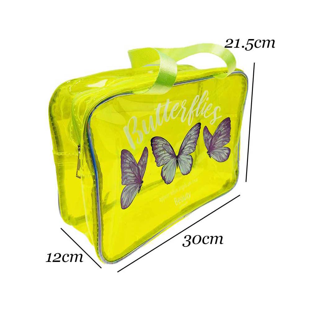 12PCS - Triple Butterfly Print Neon Transparent Shoulder Bag