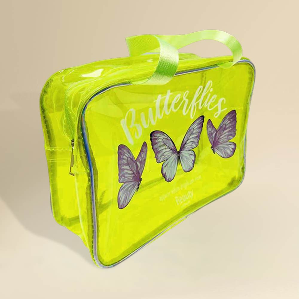 12PCS - Triple Butterfly Print Neon Transparent Shoulder Bag