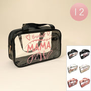 12PCS - BASEBALL MAMA Message Printed Transparent Clear Tote Shoulder Bags