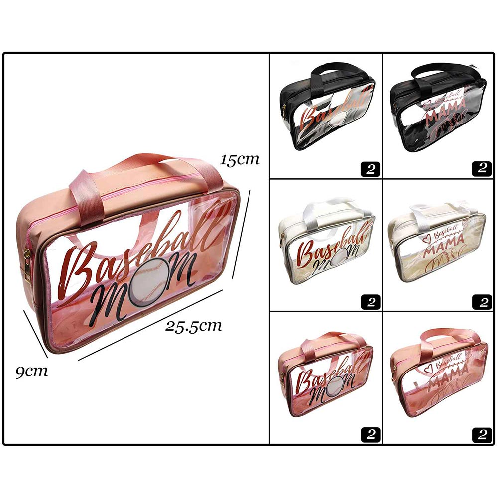 12PCS - BASEBALL MAMA Message Printed Transparent Clear Tote Shoulder Bags