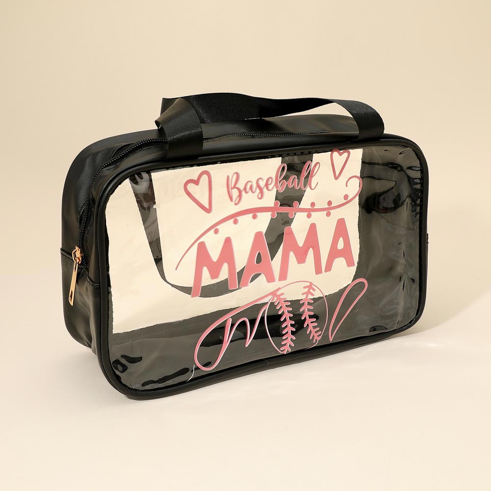 12PCS - BASEBALL MAMA Message Printed Transparent Clear Tote Shoulder Bags