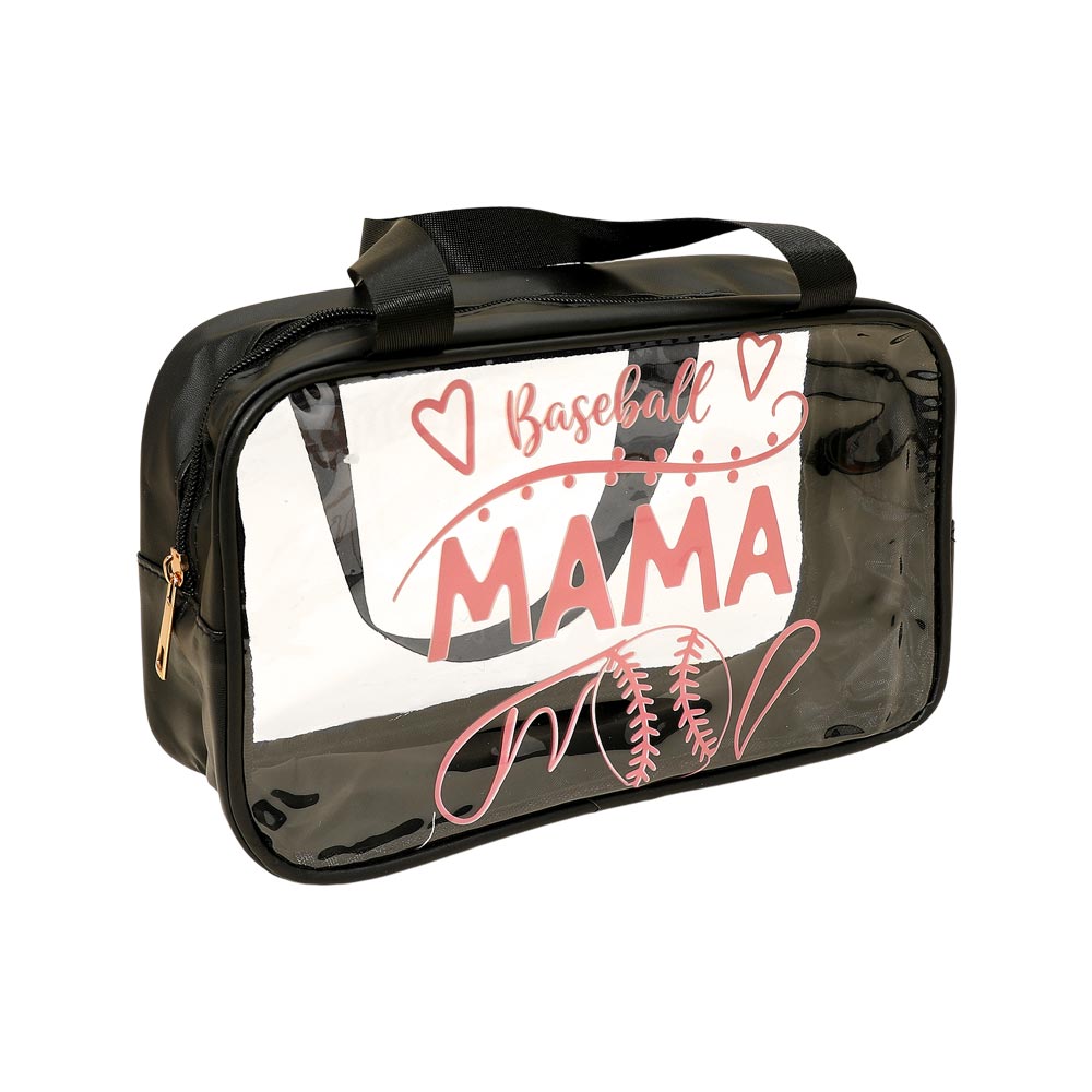 12PCS - BASEBALL MAMA Message Printed Transparent Clear Tote Shoulder Bags