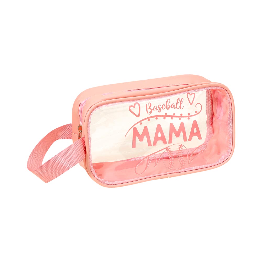 12PCS - BASEBALL MAMA Message Printed Transparent Clear Makeup Toiletry Organizer Bags