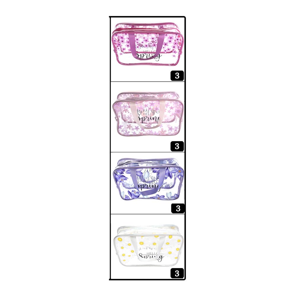 12PCS - Hello Spring Message Flower Pattern Clear Shoulder Bags