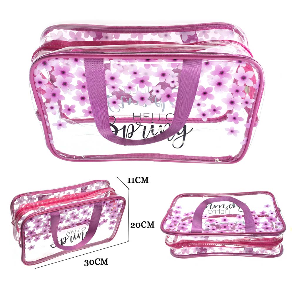 12PCS - Hello Spring Message Flower Pattern Clear Shoulder Bags