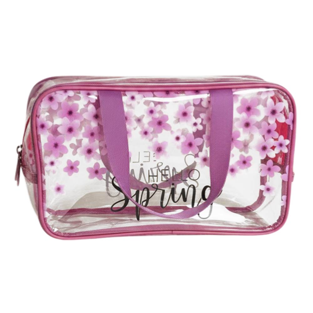 12PCS - Hello Spring Message Flower Pattern Clear Shoulder Bags