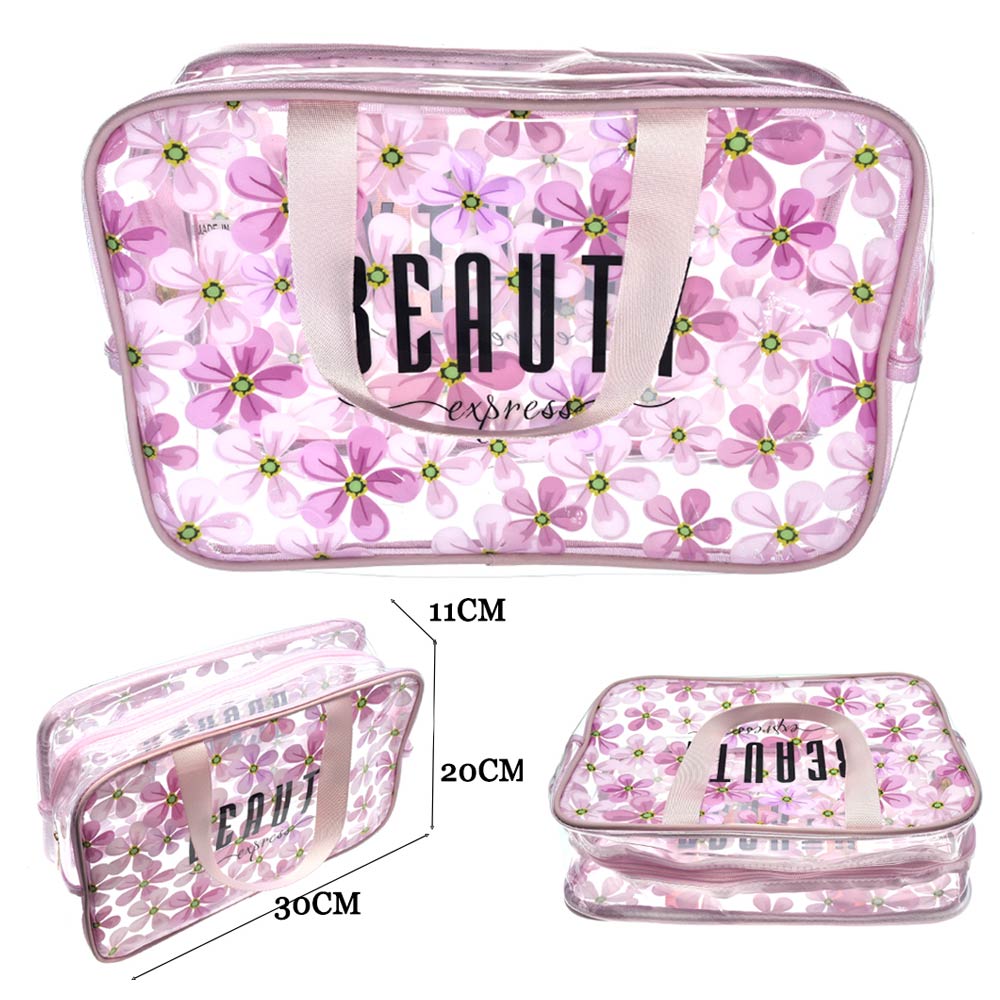 12PCS - Beauty Express Message Flower Pattern Clear Shoulder Bags