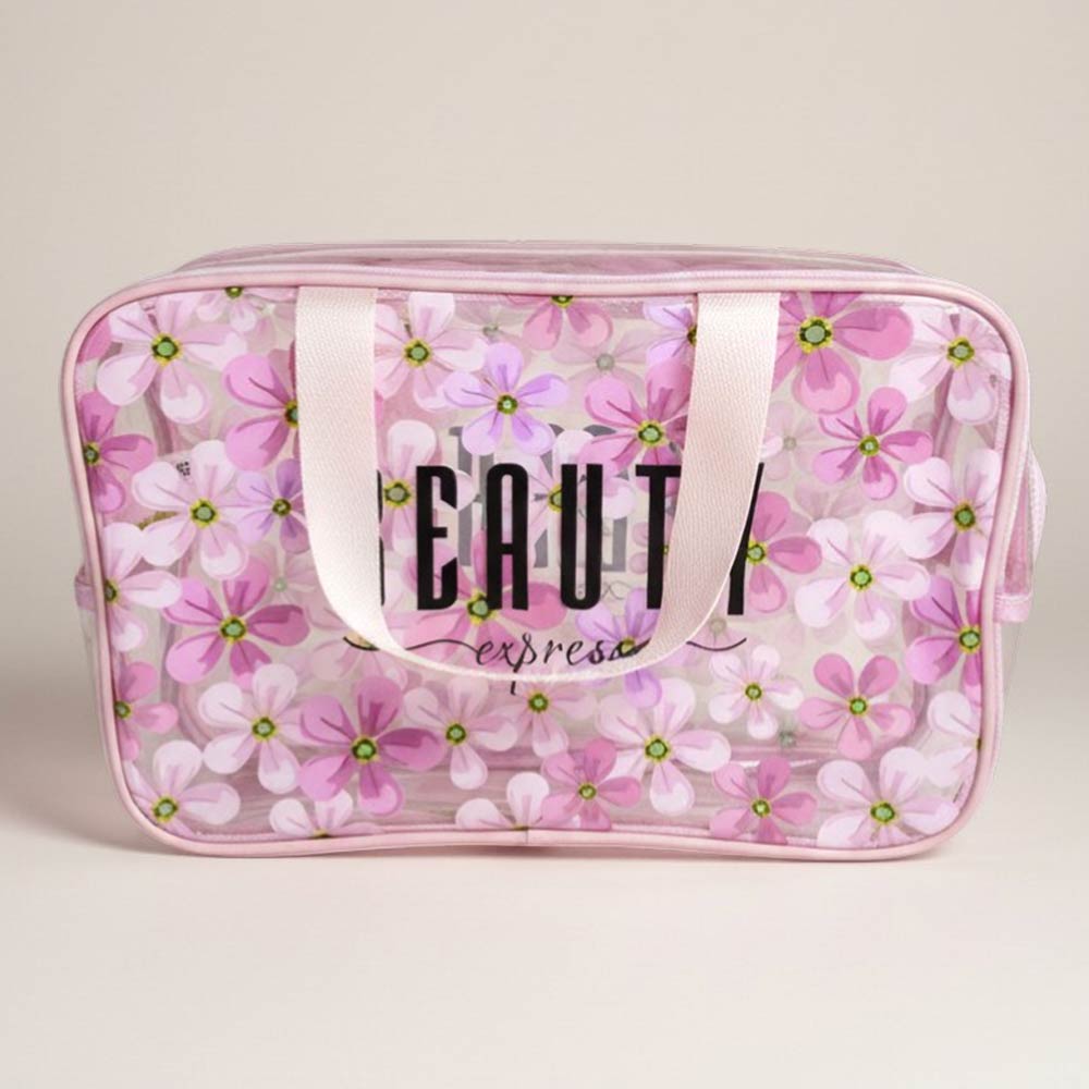 12PCS - Beauty Express Message Flower Pattern Clear Shoulder Bags