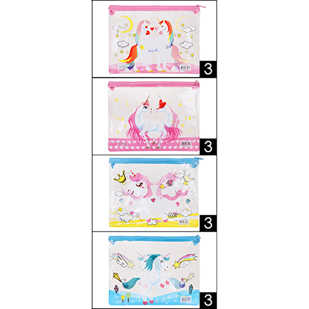 12PCS - Unicorn Printed Transparent Pouch Bag