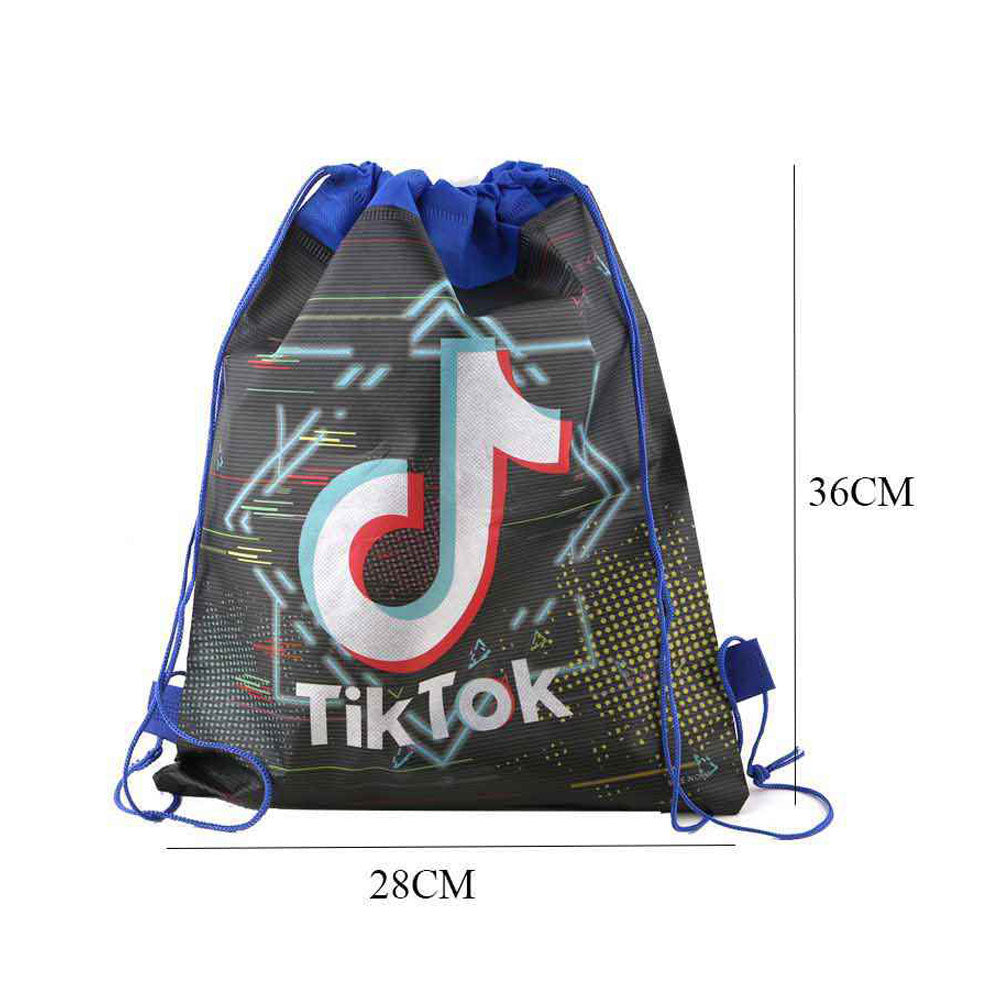 12PCS - Tik Tok Logo Printed Drawstring Backpack Bags