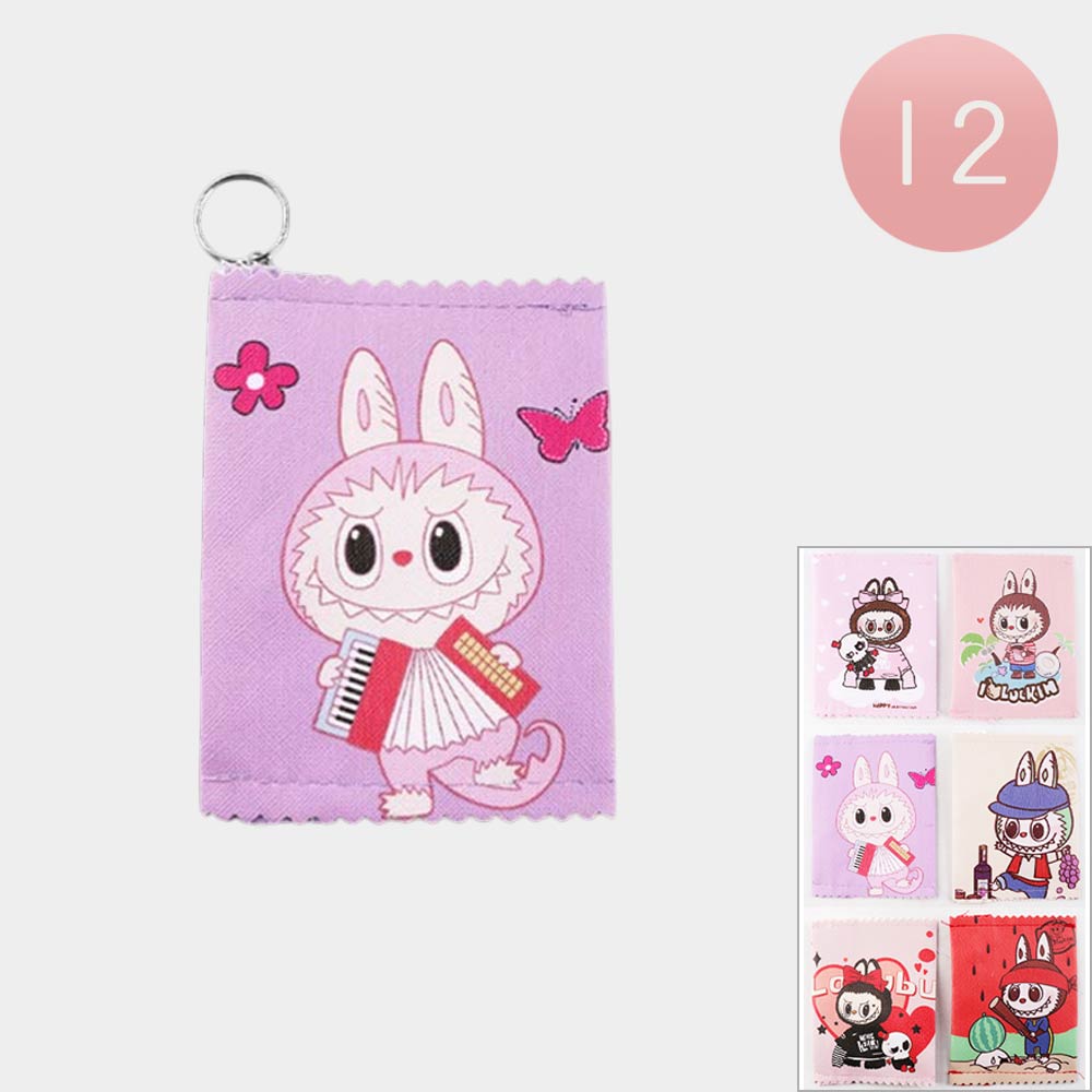 12PCS - Monster Bunny Character Mini Coin Pouch Keychain Bags