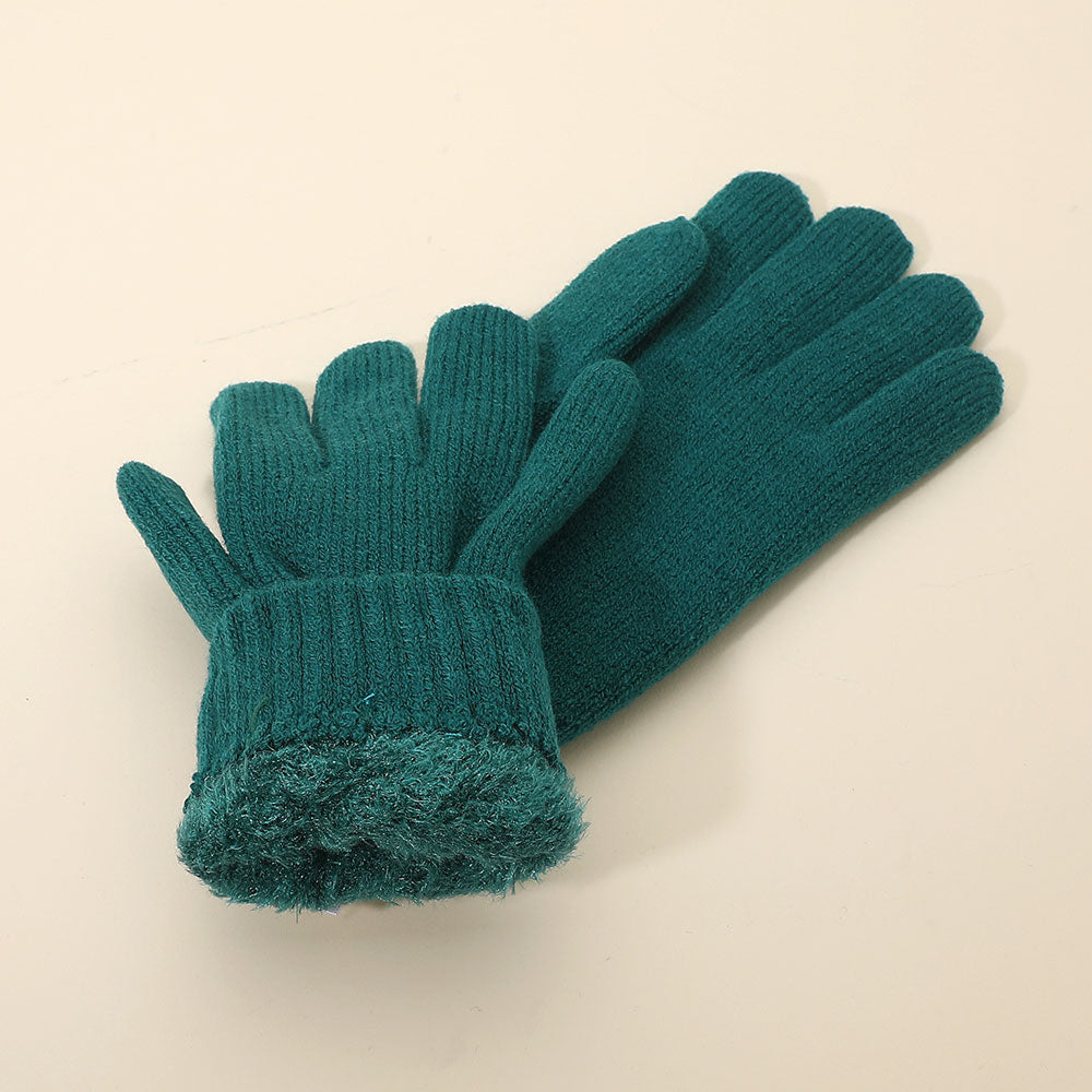 12Pairs - Cable Knit Bow Detail Fleece Lining Gloves