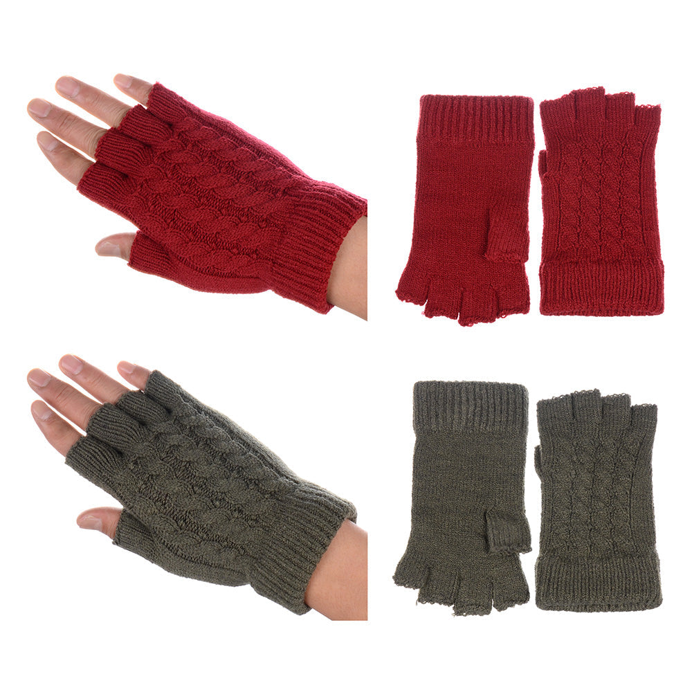 Cable Knit Single Layer Fingerless Gloves