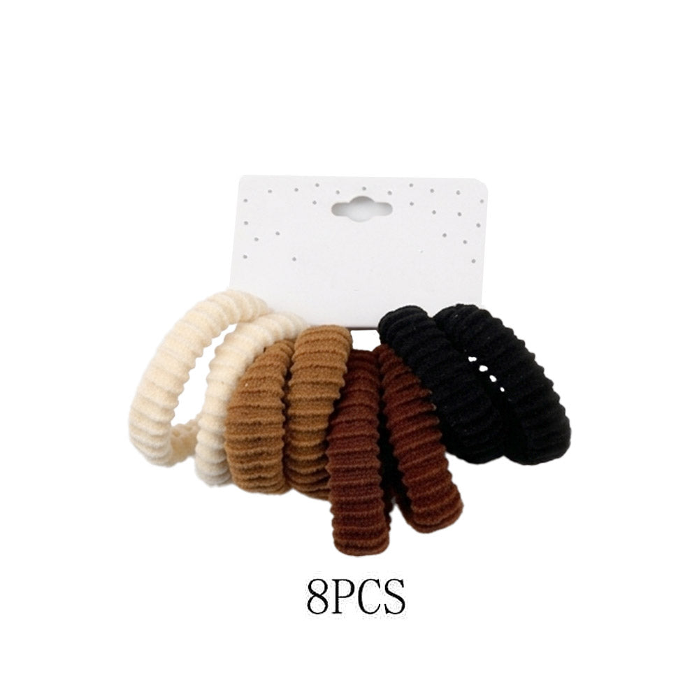 12 SET OF 8 - Textured Elastic Hairband Set
